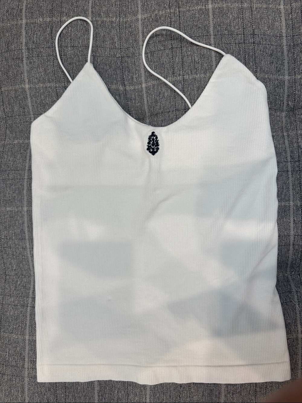 FP Movement White Ribbed Spaghetti Strap Tank Top